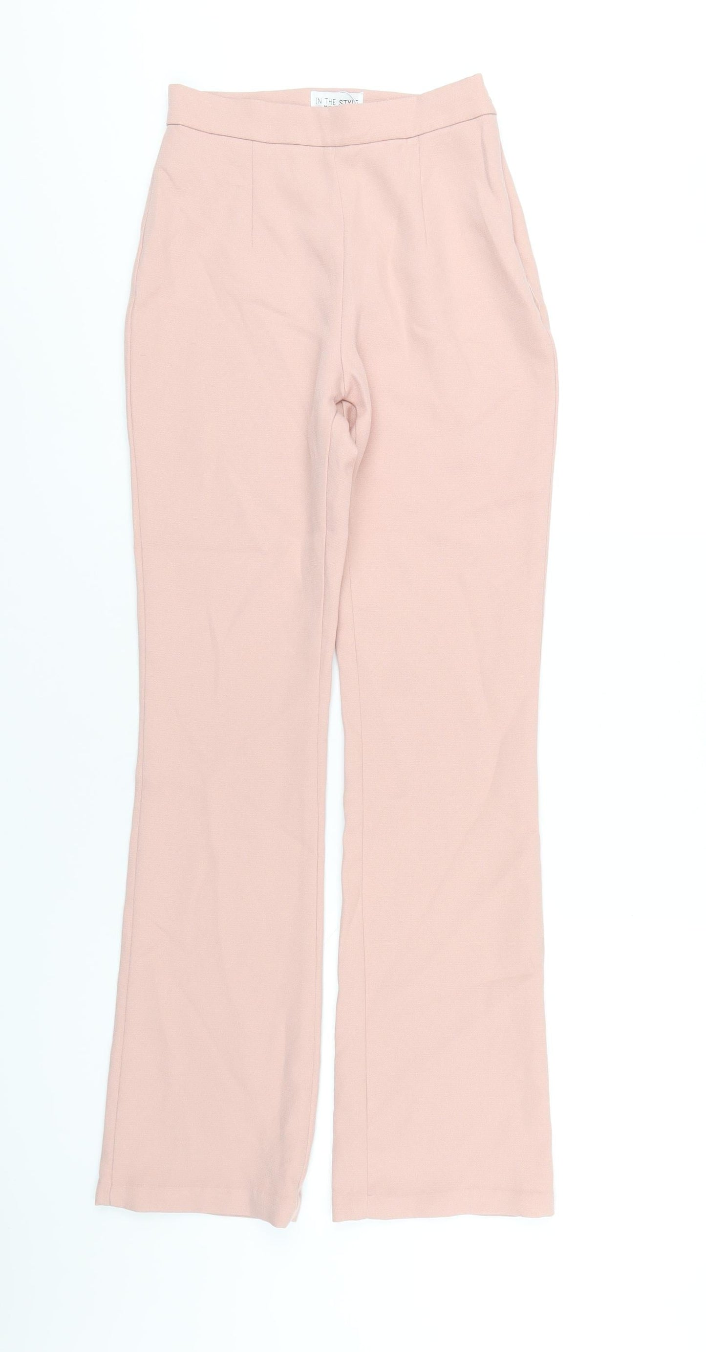 In the Style Womens Pink Polyester Trousers Size 4 L30 in Regular Zip