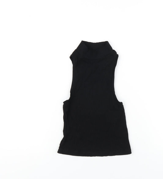 ASOS Womens Black Cotton Basic T-Shirt Size 6 High Neck