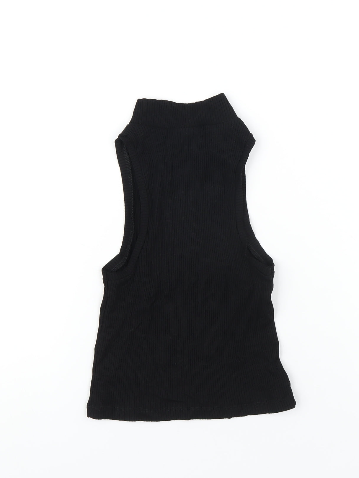 ASOS Womens Black Cotton Basic T-Shirt Size 6 High Neck