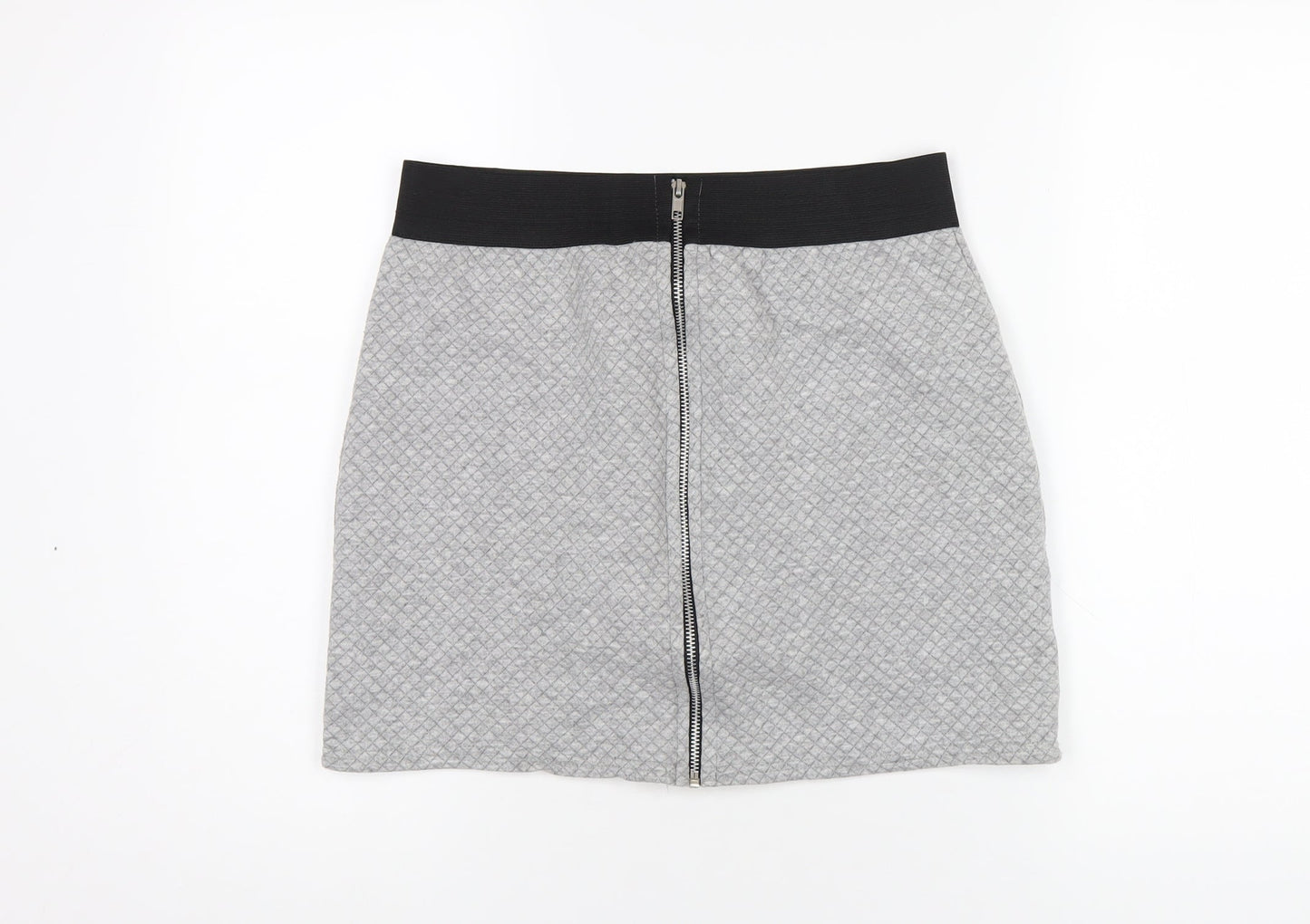 Ribbon Womens Grey Polyester A-Line Skirt Size 14 Zip