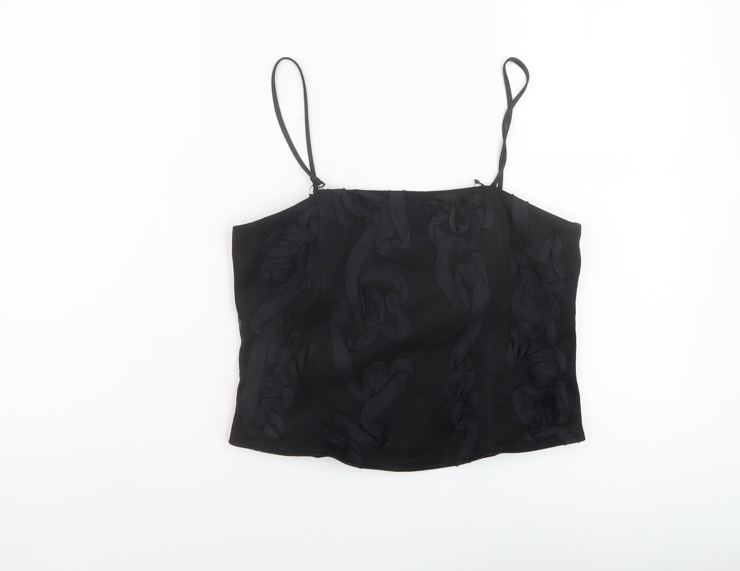 Per Una Womens Black Polyester Basic T-Shirt Size 14 Square Neck