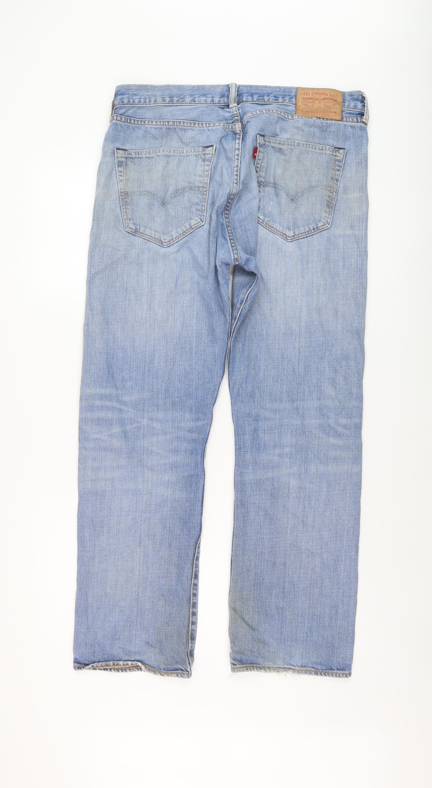 Levi's Mens Blue Cotton Straight Jeans Size 36 in L29 in Regular Button