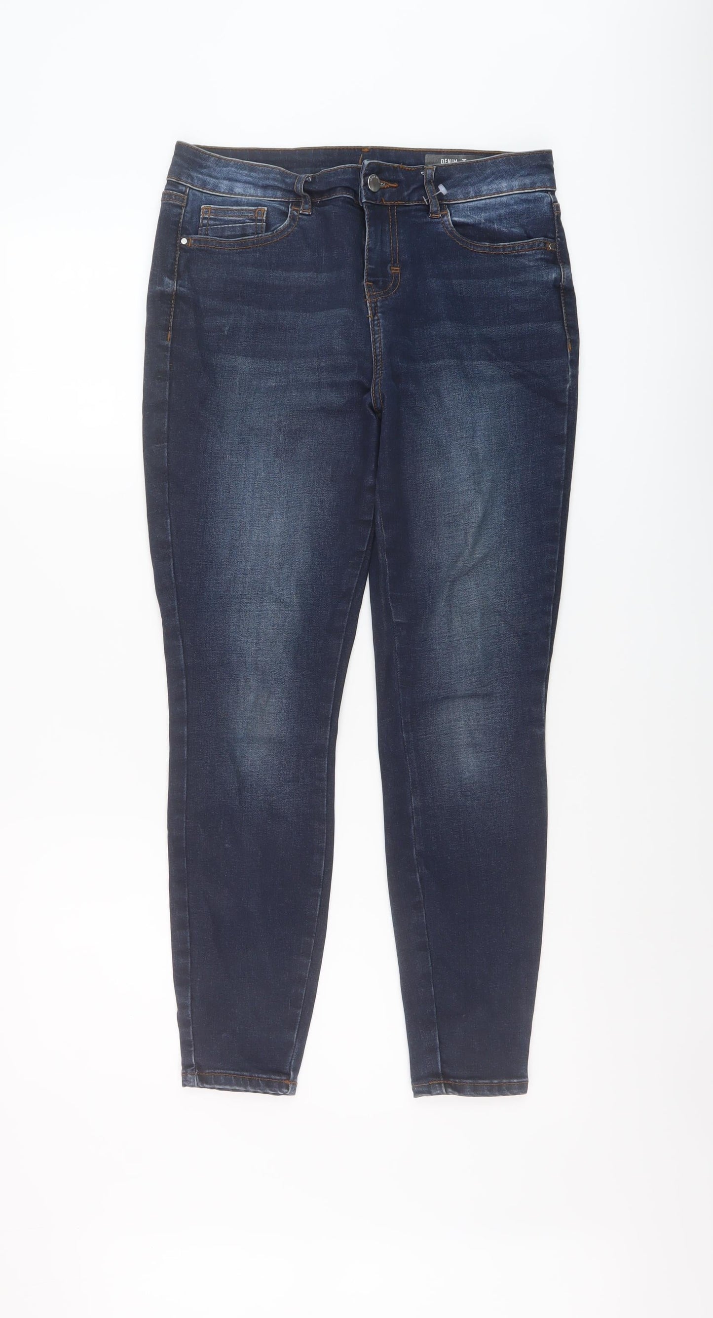 TU Womens Blue Cotton Skinny Jeans Size 10 L26 in Regular Button