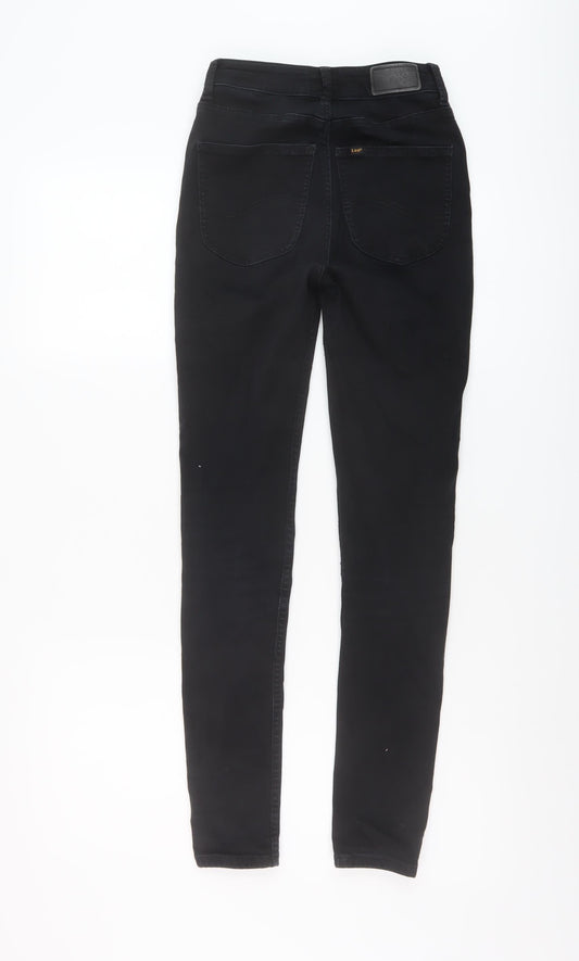 Lee Womens Black Cotton Skinny Jeans Size 25 in L28 in Regular Button