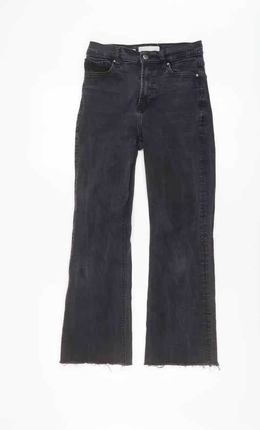 Mango Womens Grey Cotton Bootcut Jeans Size 24 in L26 in Regular Button