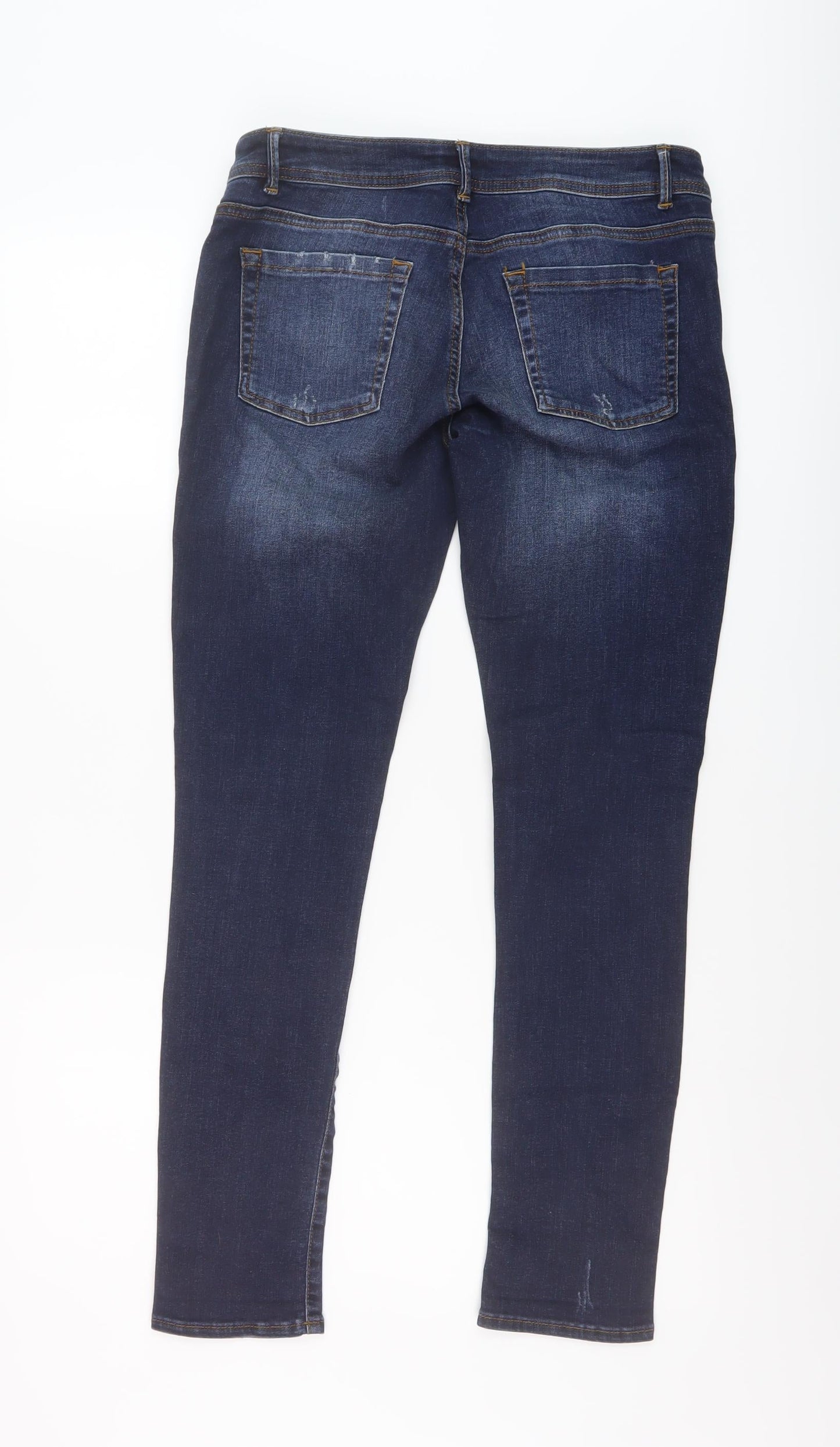 Warehouse Womens Blue Cotton Straight Jeans Size 12 L29 in Regular Button