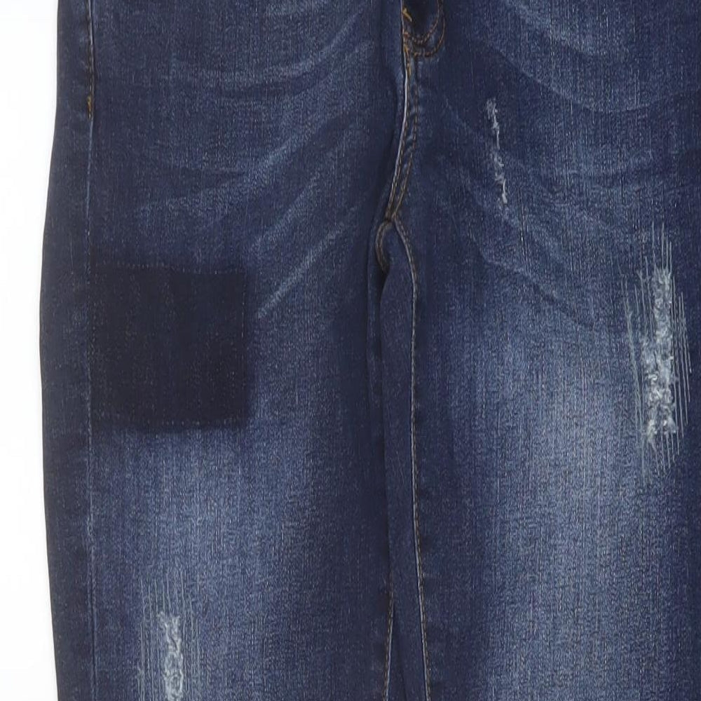 Warehouse Womens Blue Cotton Straight Jeans Size 12 L29 in Regular Button