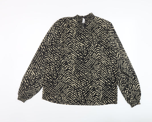 VERO MODA Womens Black Geometric Polyester Basic Blouse Size M Mock Neck