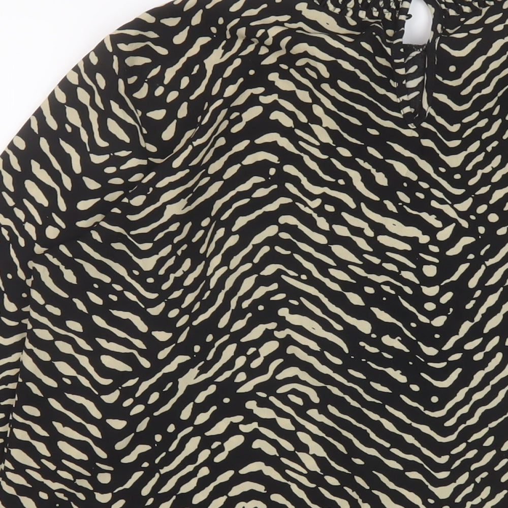 VERO MODA Womens Black Geometric Polyester Basic Blouse Size M Mock Neck