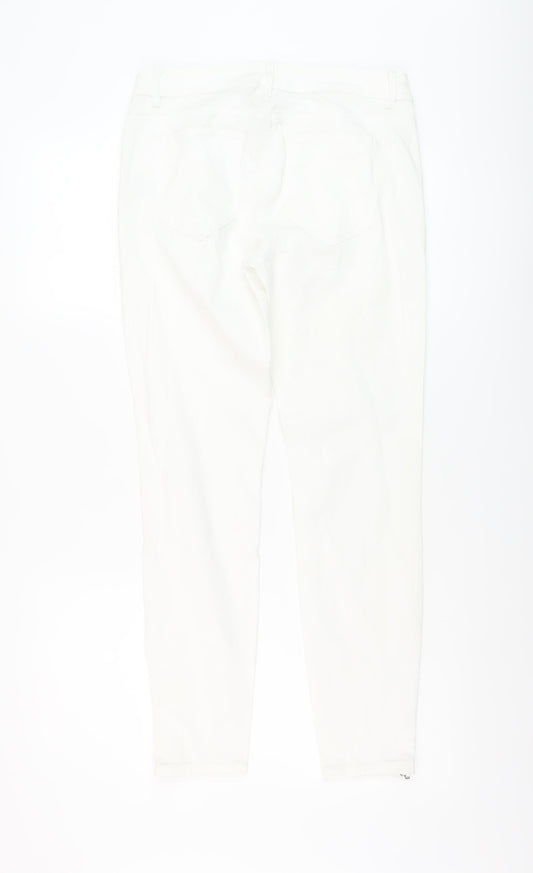 Esprti Womens White Cotton Skinny Jeans Size 10 L28 in Regular Button