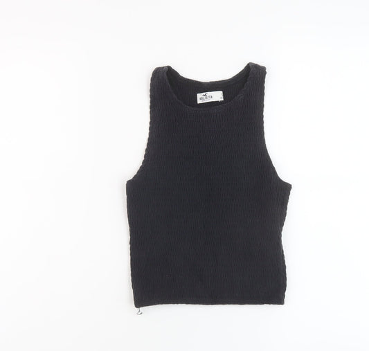 Hollister Womens Black Cotton Cropped Tank Size S Round Neck