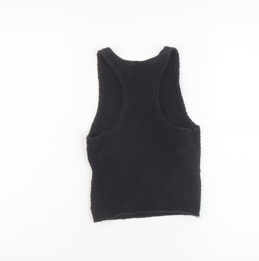 Hollister Womens Black Cotton Cropped Tank Size S Round Neck