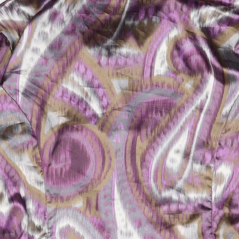 J'adore Womens Purple Geometric Polyester Basic Blouse Size 14 V-Neck - Frill