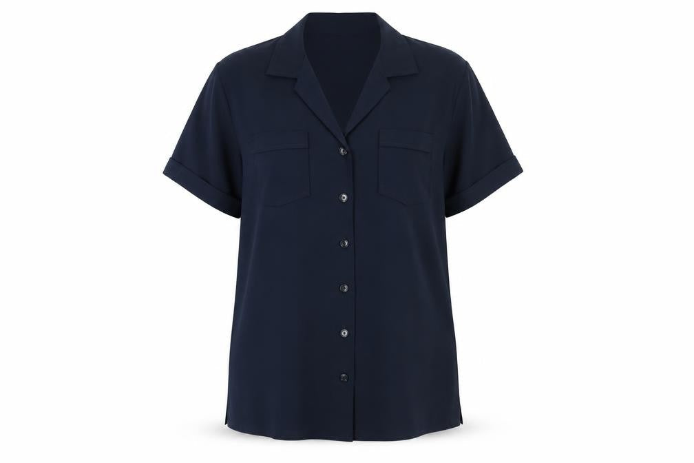 Womens UK Size L Janique Blue Polyester Button-Up