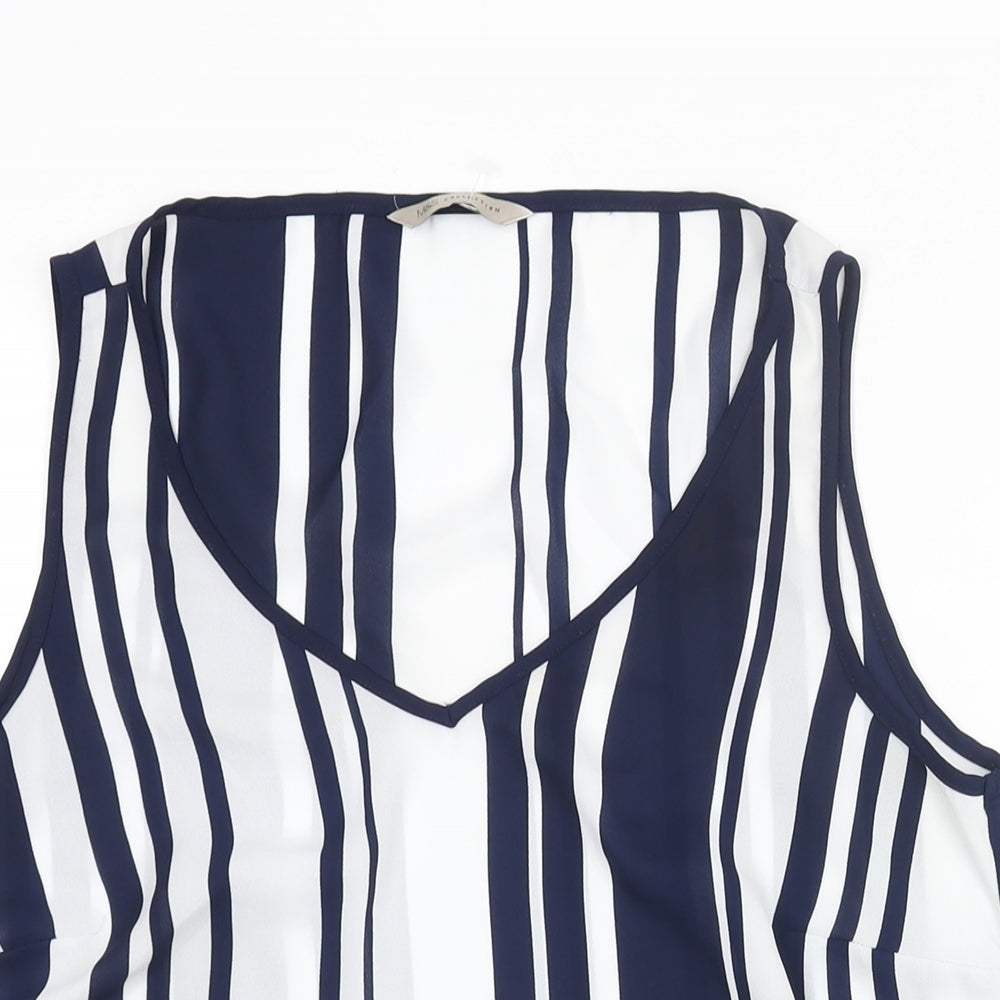 Marks and Spencer Womens Blue Striped Polyester Camisole Blouse Size 12 V-Neck
