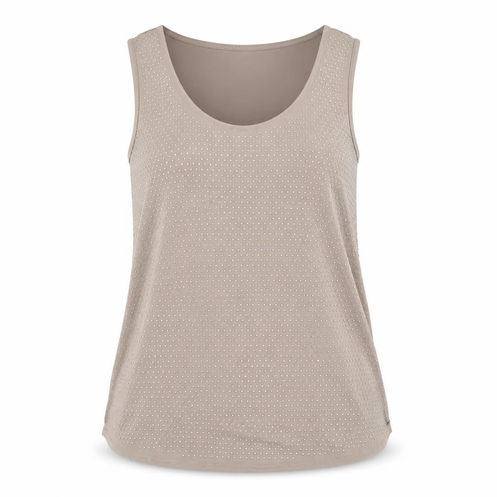 River Island Womens Beige Polyester Camisole Blouse Size 10 Scoop Neck - Rhinestone Detail