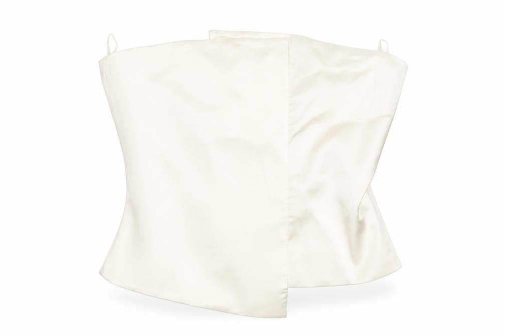 Zara Womens Ivory Polyester Cropped Blouse Size L Square Neck - Corset Style