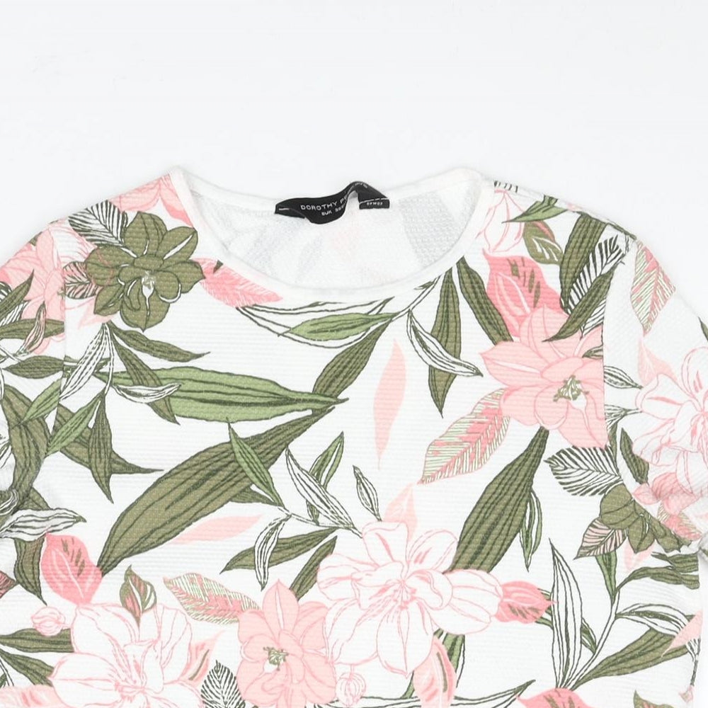 Dorothy Perkins Womens Multicoloured Floral Polyester Basic Blouse Size 8 Round Neck
