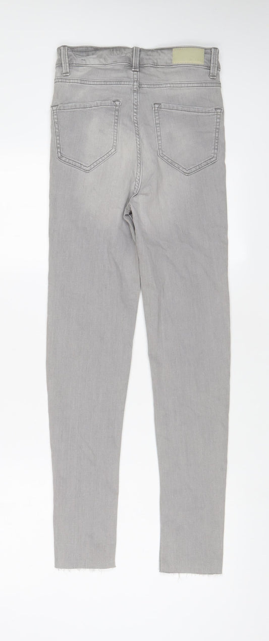 Marks and Spencer Womens Grey Cotton Skinny Jeans Size 6 L27 in Regular Zip