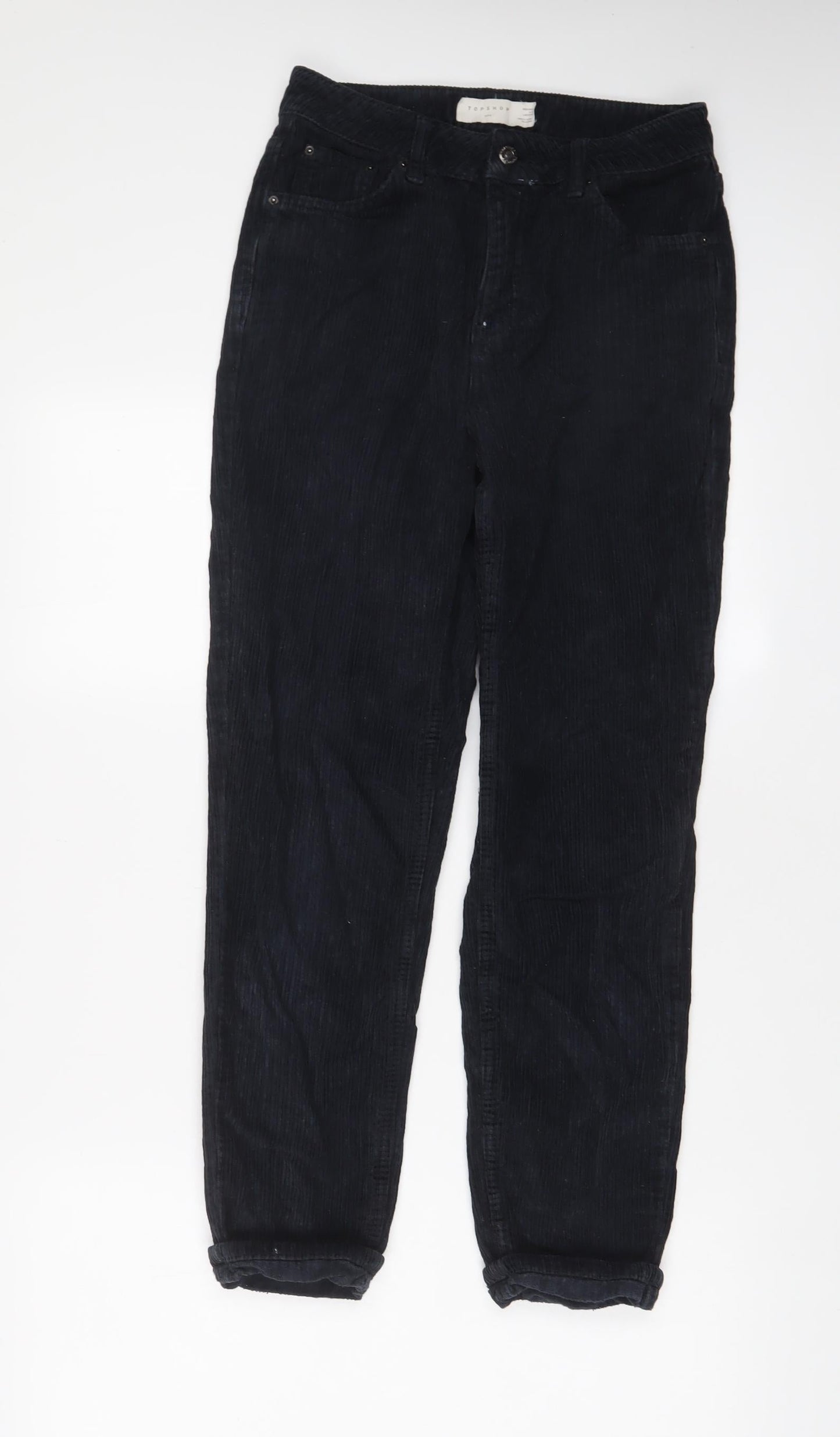 Topshop Womens Blue Cotton Trousers Size 26 in L32 in Regular Zip