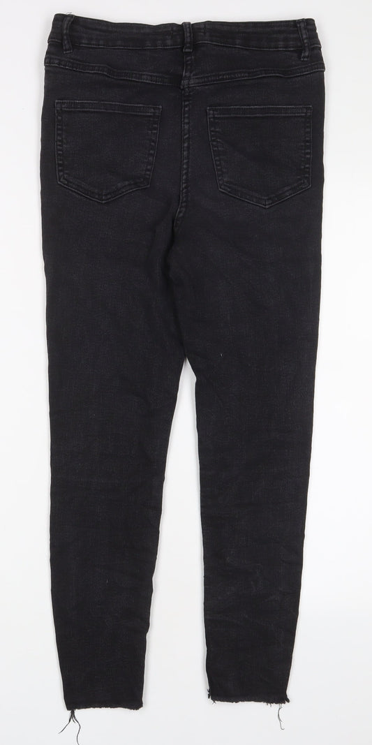 Papaya Womens Grey Cotton Skinny Jeans Size 12 L25 in Regular Zip