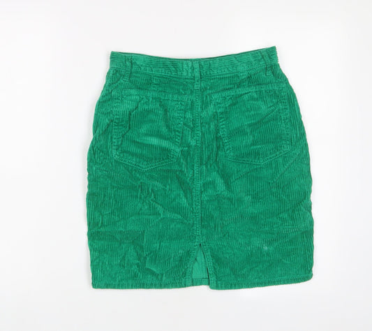 United Colors of Benetton Womens Green Cotton A-Line Skirt Size 26 in Zip