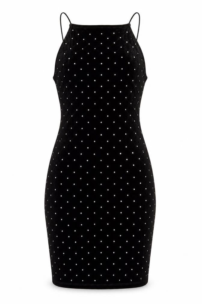 H&M Womens Black Polyester Bodycon Size XS Square Neck Pullover - Jeweled Detail