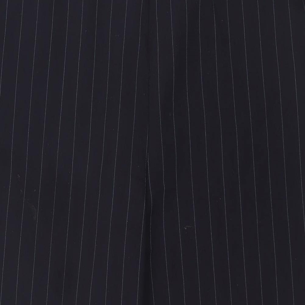 Bonmarché Womens Blue Striped Polyester Trousers Size 14 L26 in Regular