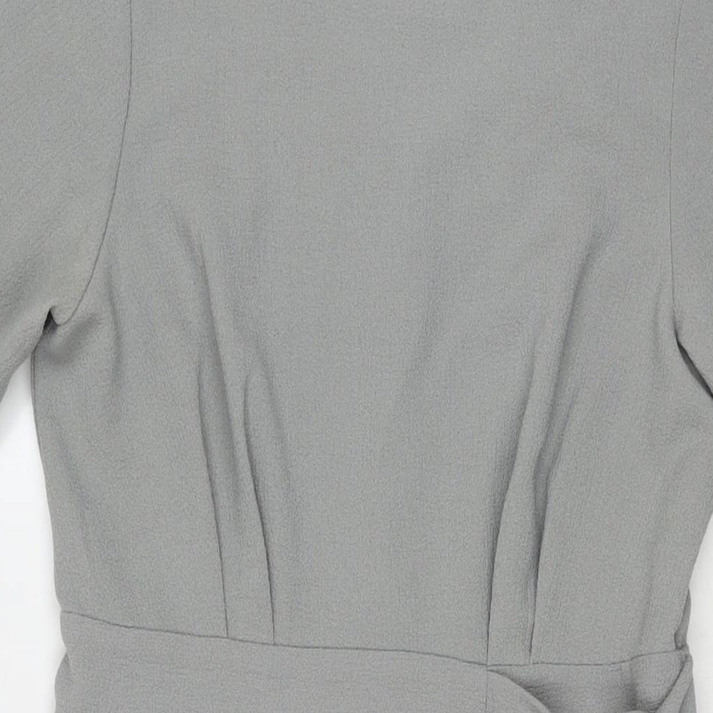 Closet Womens Grey Polyester A-Line Size 12 Round Neck Zip