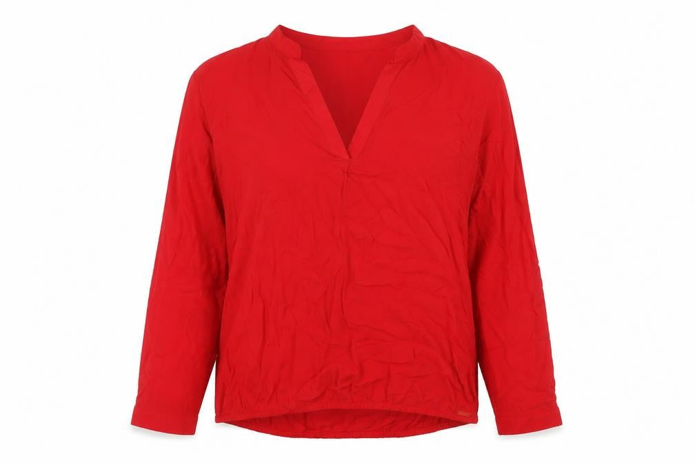Q/S Womens Red Modal Basic Blouse Size 14 V-Neck