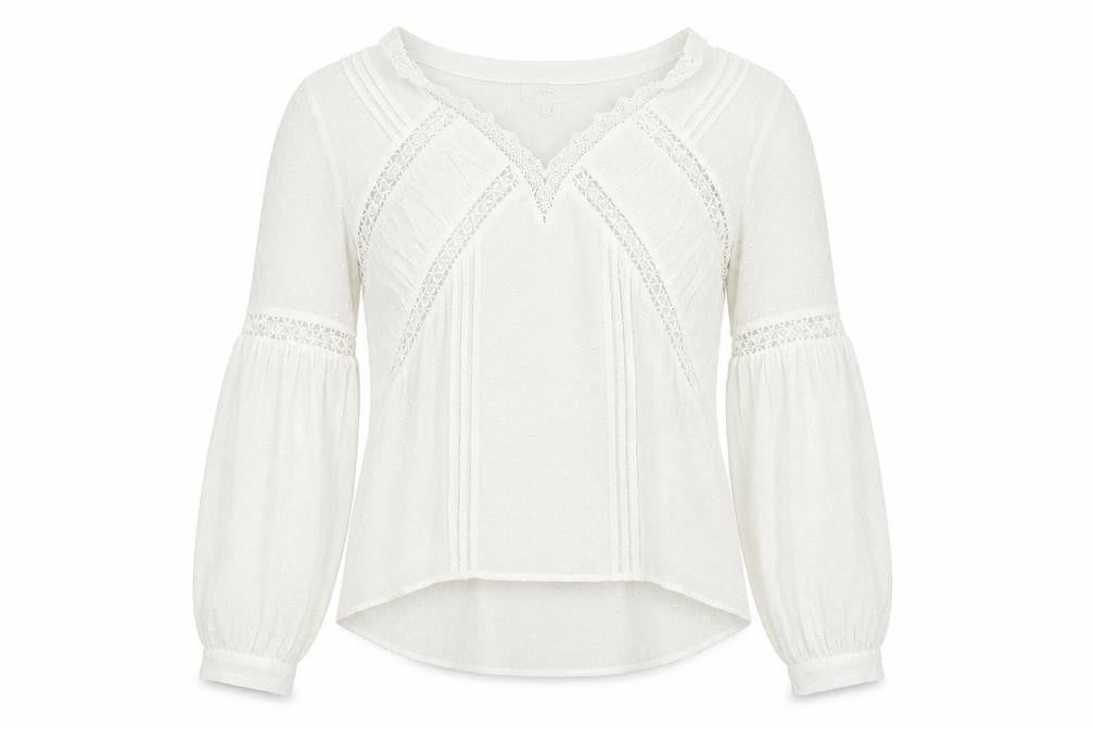 Grace & MIla Womens White Polyester Basic Blouse Size S V-Neck