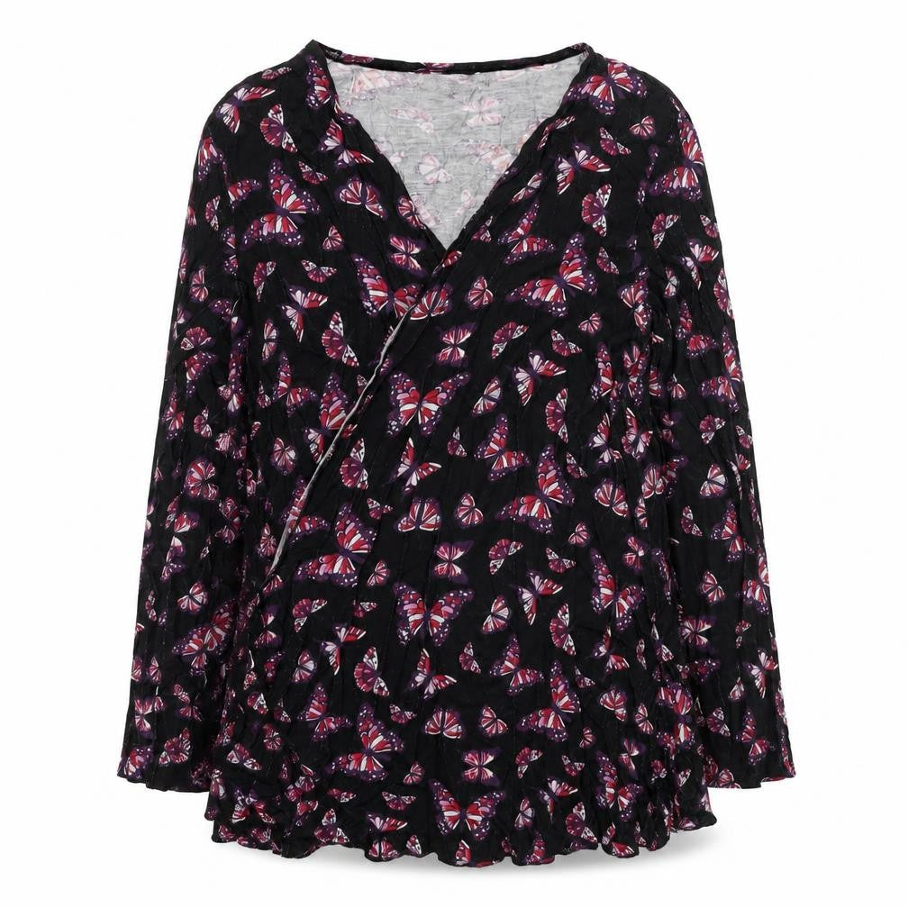 Be You Womens Black V-Neck Geometric Viscose Cape Jumper Size 14 - Butterflies