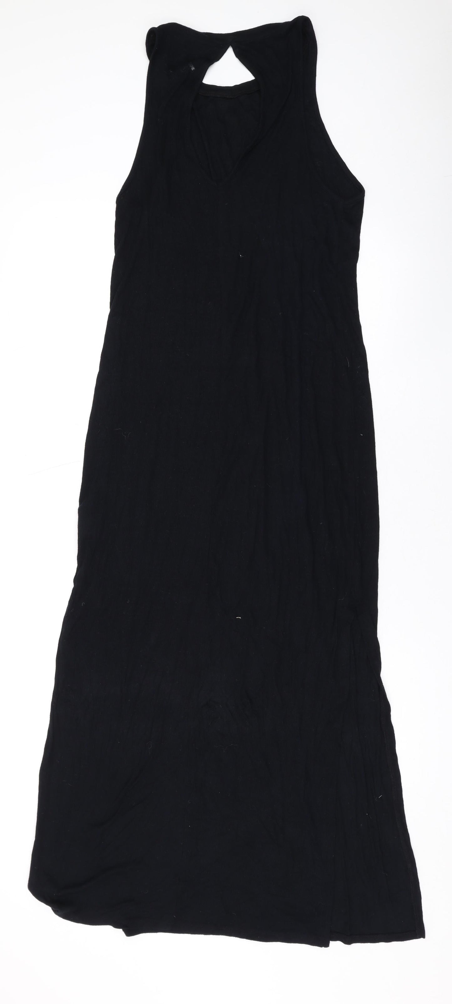 Topshop Womens Black Viscose Maxi Size S Round Neck