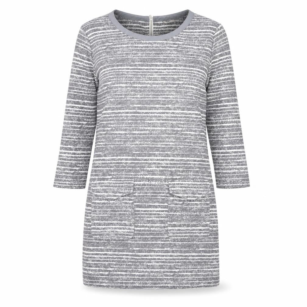 Marks and Spencer Womens Grey Striped Polyester Bodycon Size 12 Round Neck Zip
