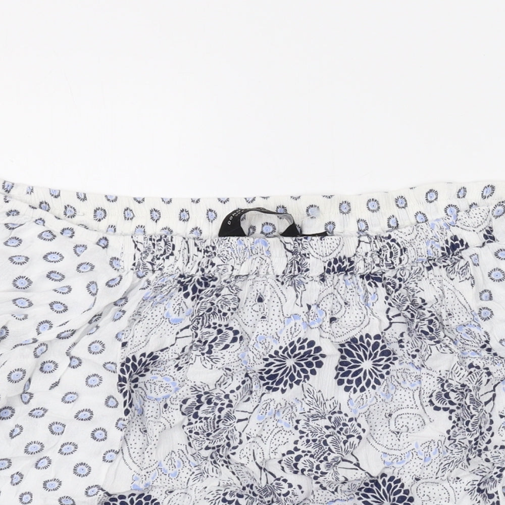 Dorothy Perkins Womens White Geometric Polyester Basic Blouse Size 12 Off the Shoulder