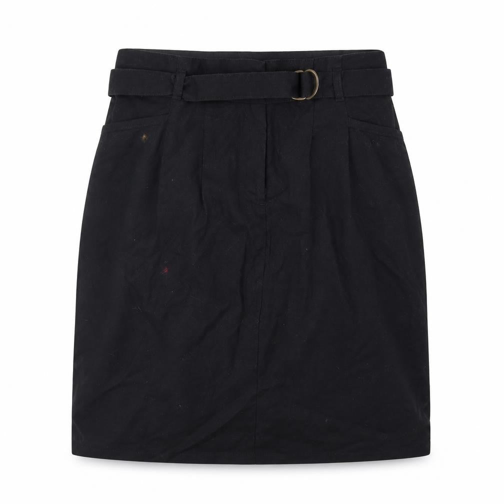 Bonprix Womens Black Linen Mini Skirt Size 8 Zip