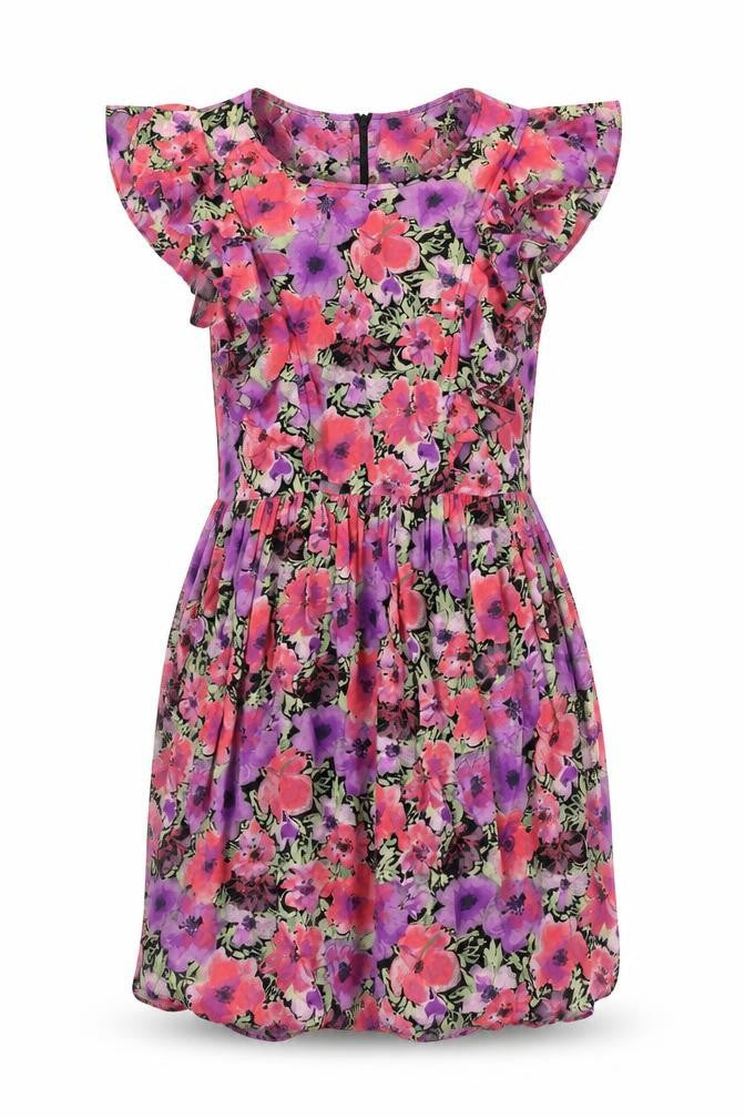 Topshop Womens Pink Floral Viscose A-Line Size 12 Round Neck Zip