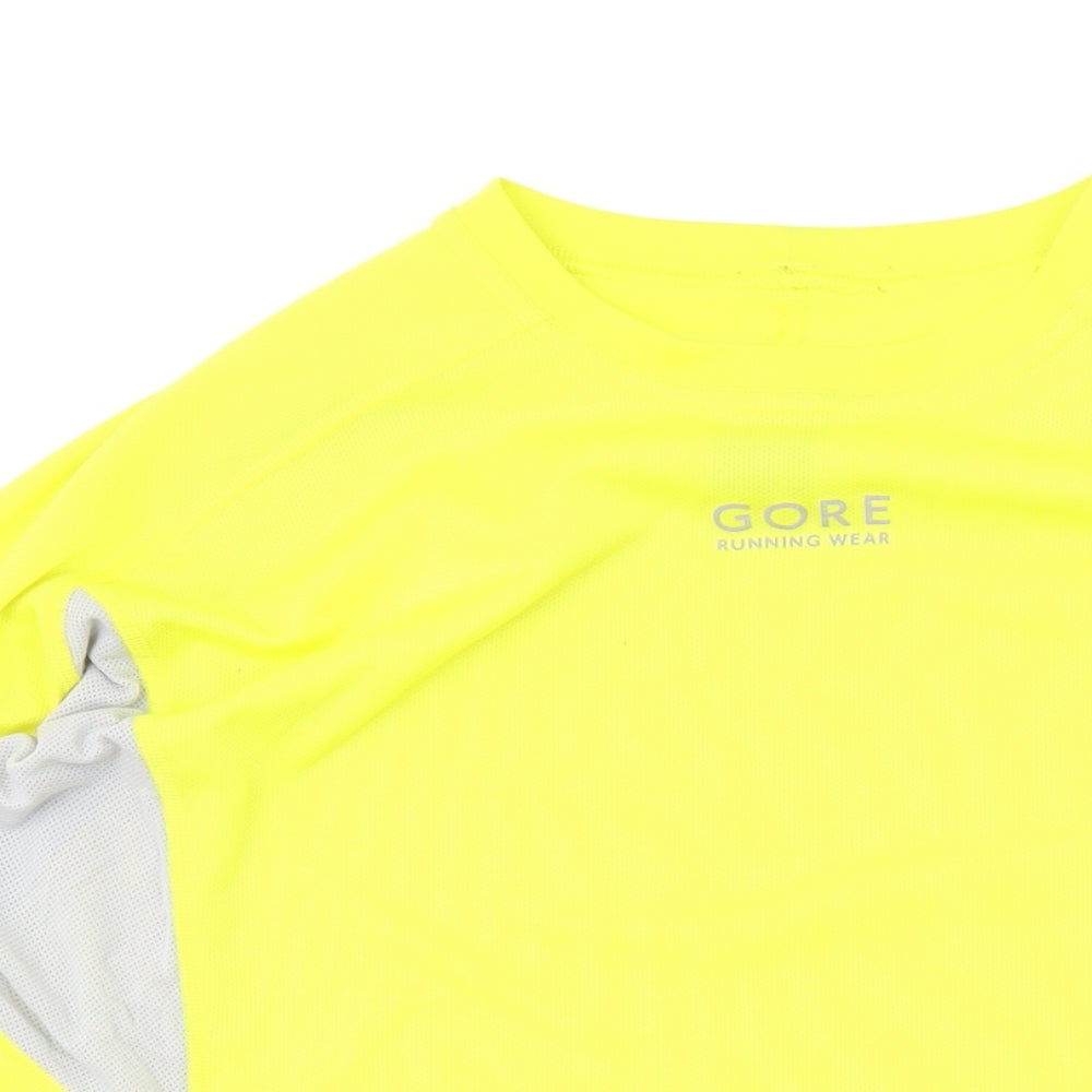 Gore Mens Yellow Polyester Basic Casual Size L Round Neck Pullover