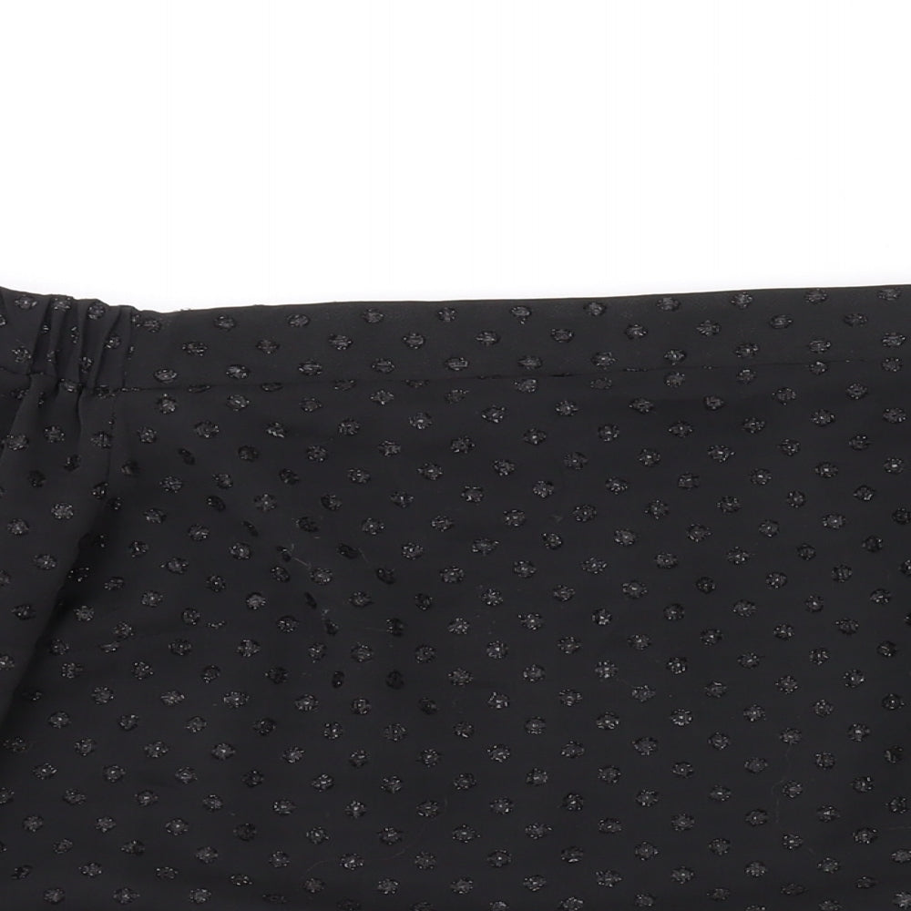 Oasis Womens Black Polka Dot Polyester Basic Blouse Size 8 Off the Shoulder - Sparkle