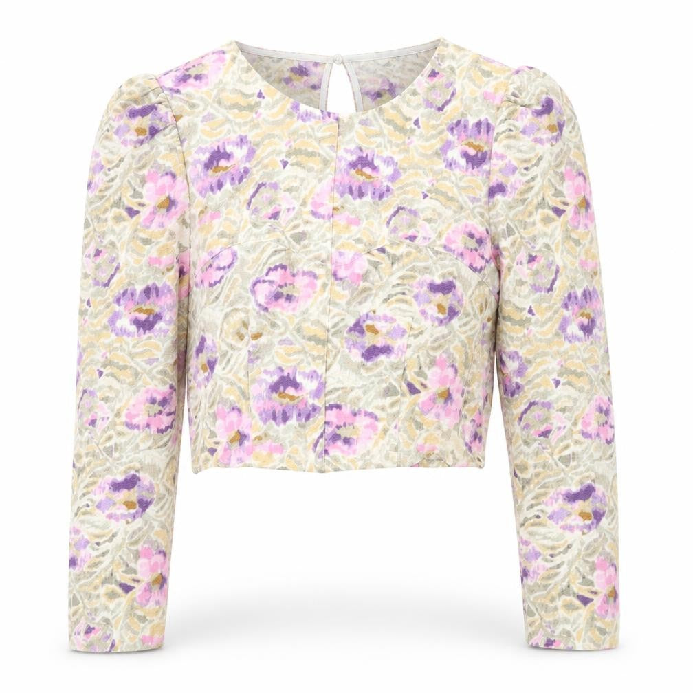 H&M Womens Multicoloured Floral Polyester Basic Blouse Size S Round Neck