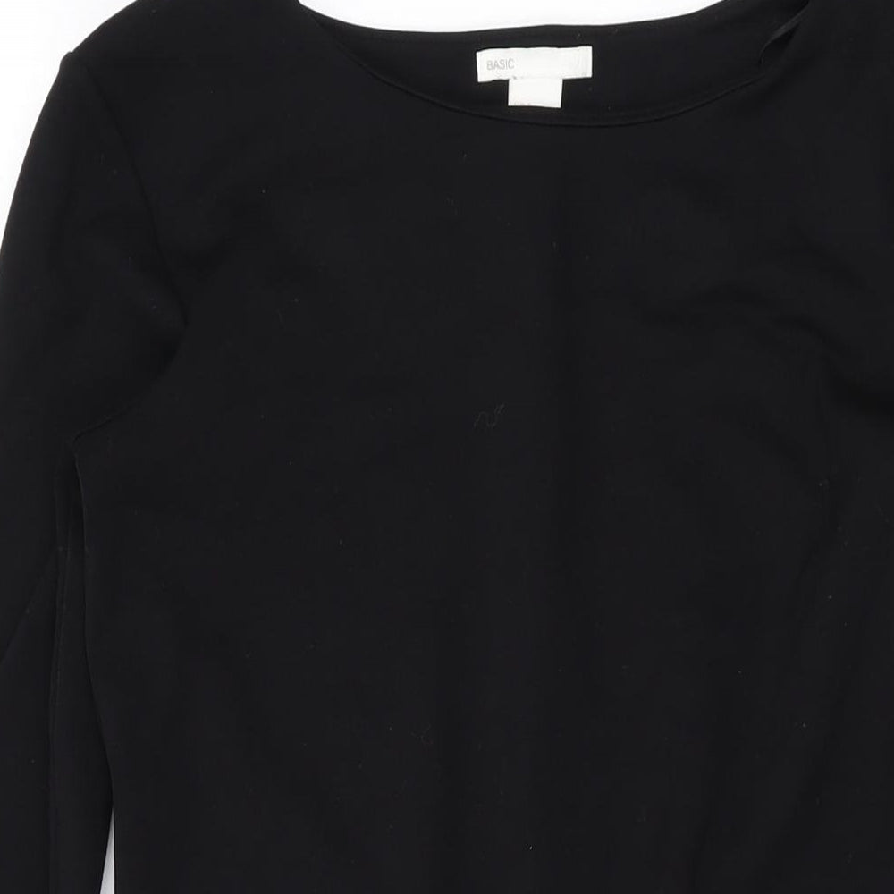 H&M Womens Black Viscose Bodycon Size S Round Neck Pullover