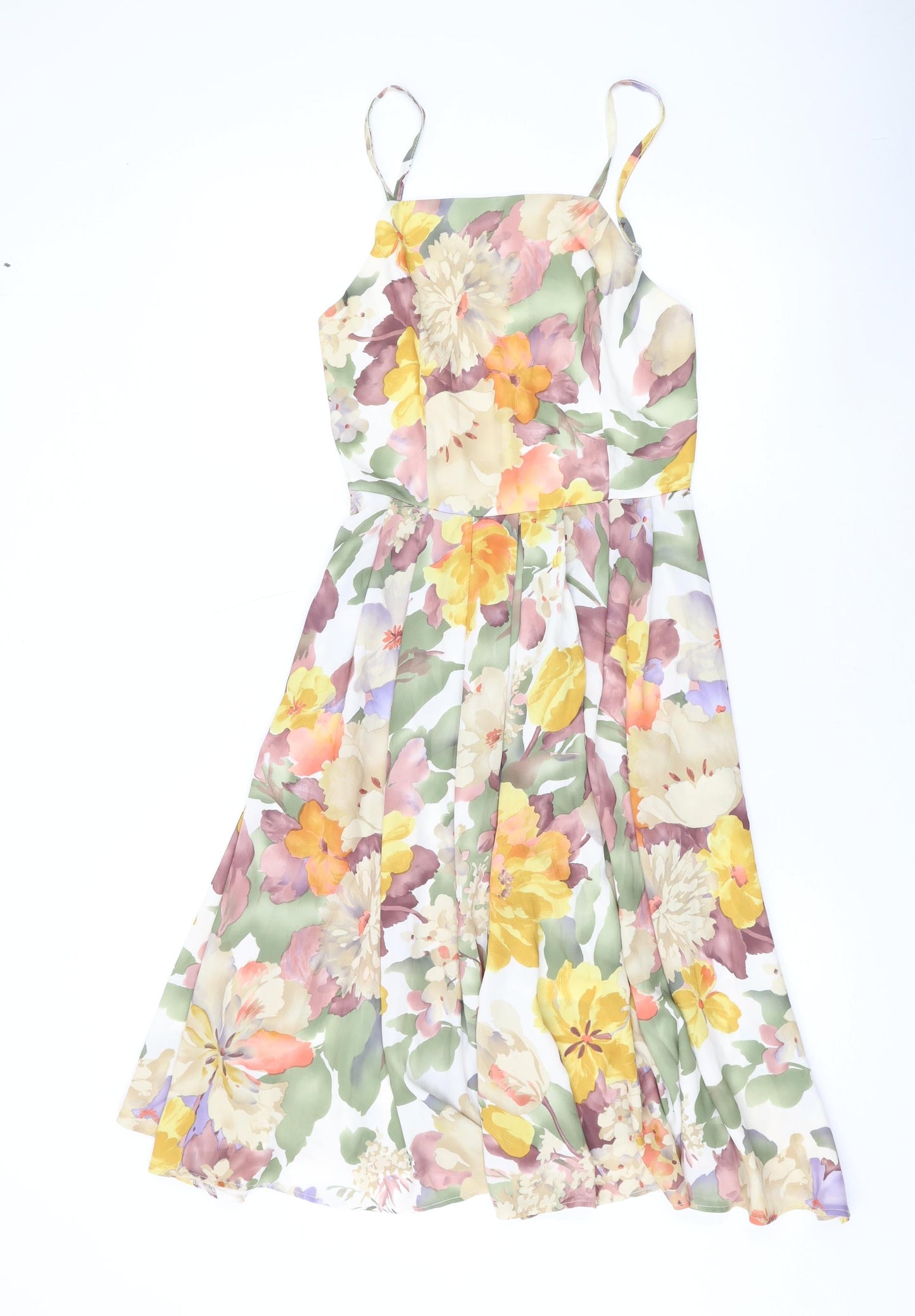 Love Womens Multicoloured Floral Polyester A-Line Size XS Square Neck Zip