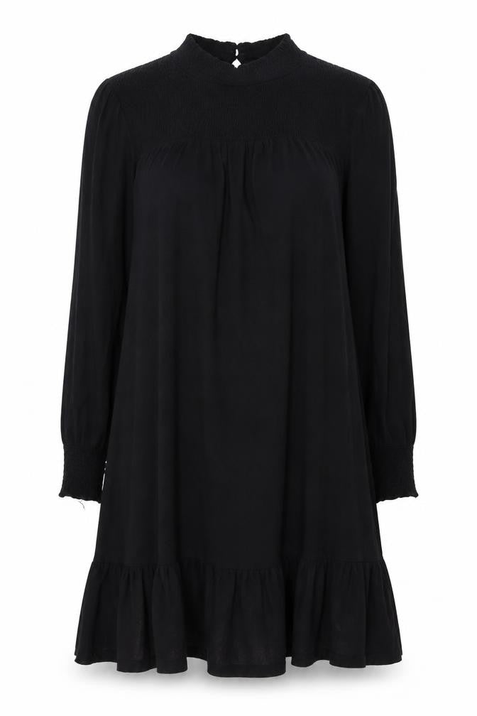 Dorothy Perkins Womens Black Viscose A-Line Size 14 Mock Neck Button