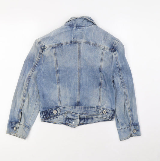 Denim & Co. Womens Blue Jacket Size 8 Button