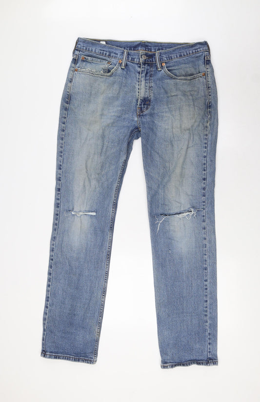 Levi's Mens Blue Cotton Straight Jeans Size 34 in L32 in Regular Zip