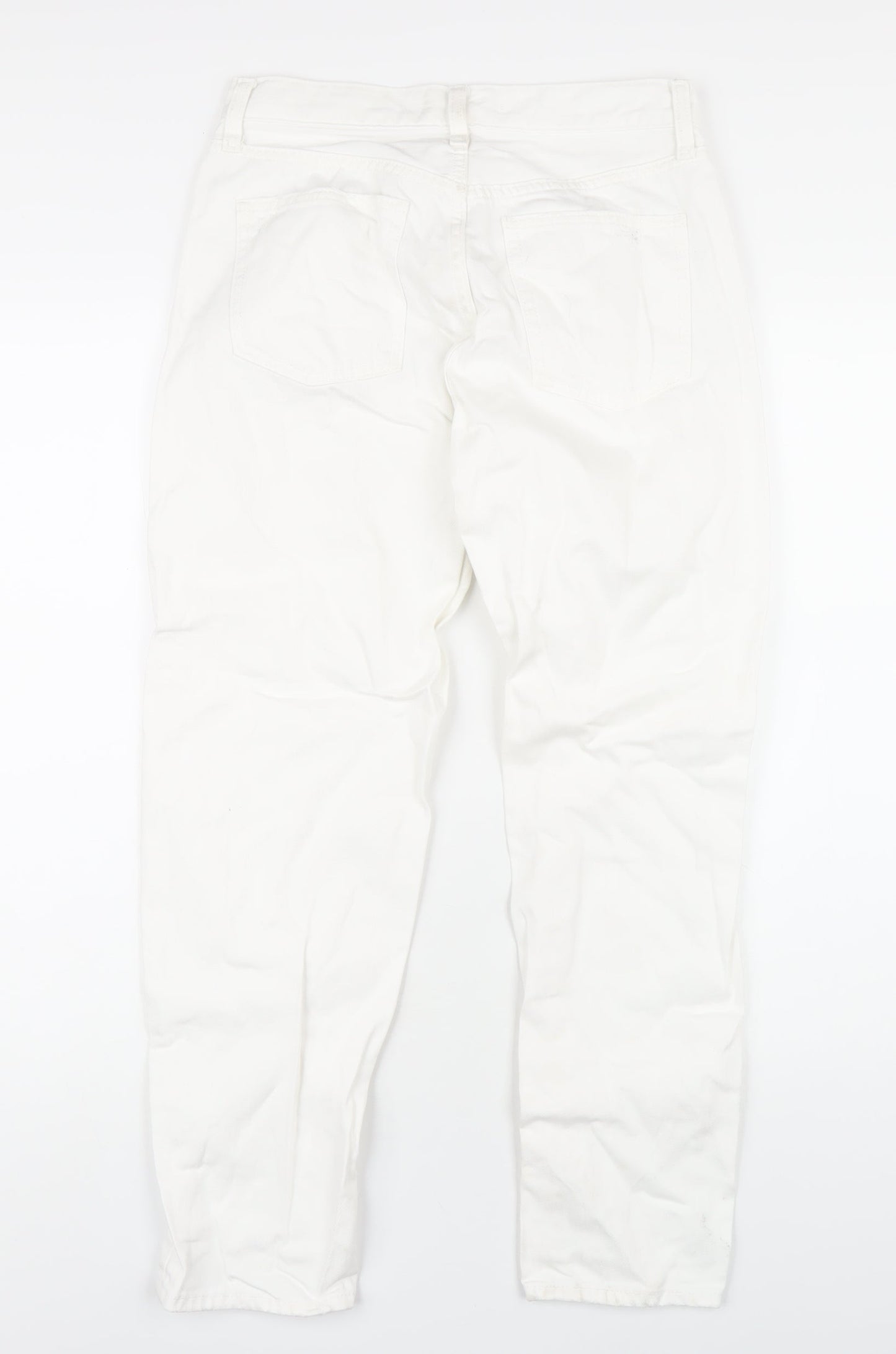 Uniqlo Womens White Cotton Straight Jeans Size 24 in L27 in Regular Zip