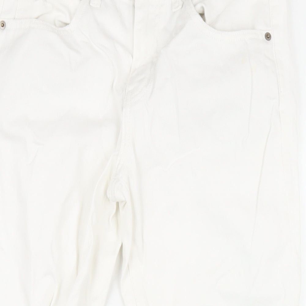 Uniqlo Womens White Cotton Straight Jeans Size 24 in L27 in Regular Zip