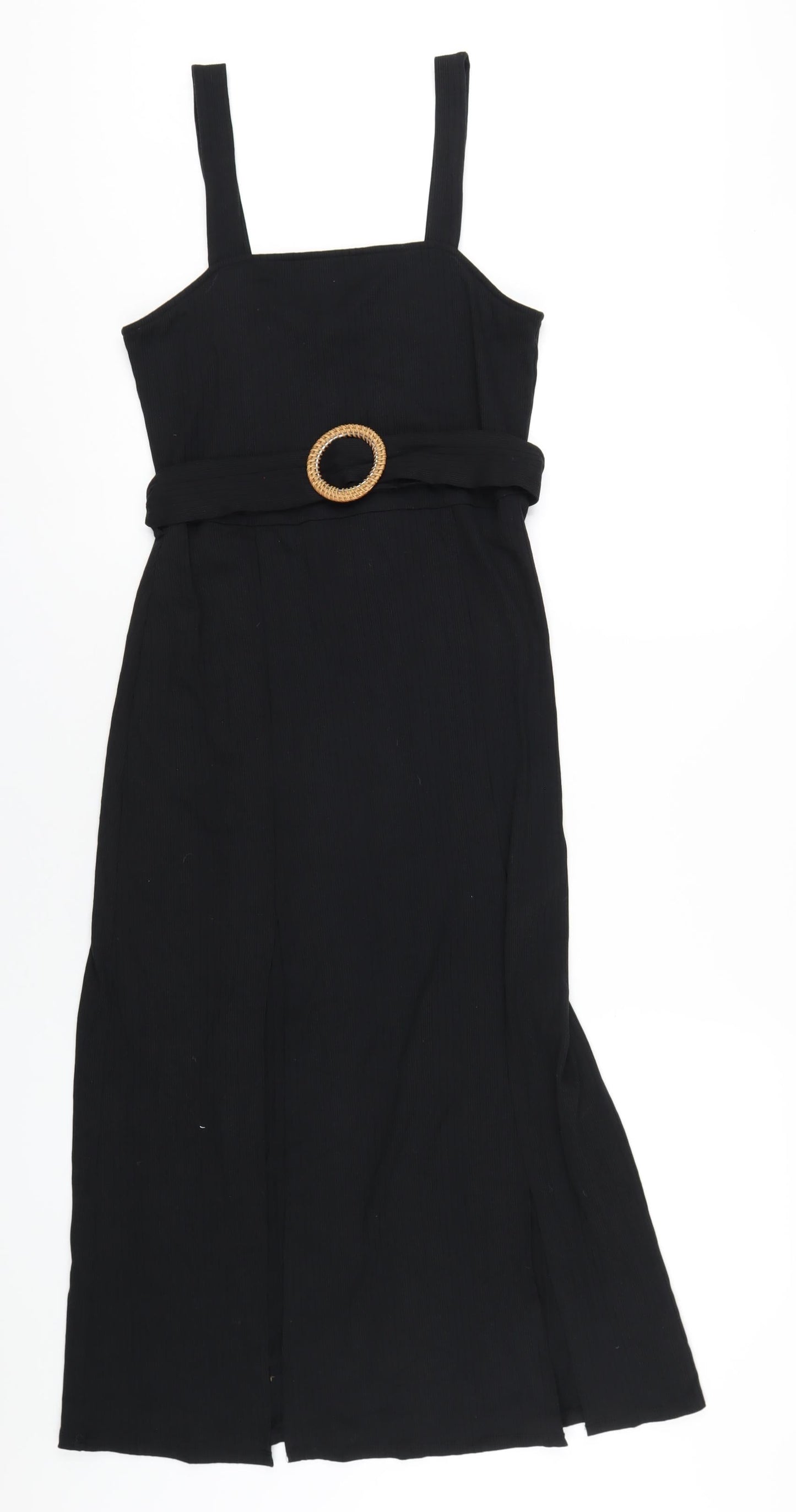 Topshop Womens Black Polyester A-Line Size 12 Square Neck Pullover