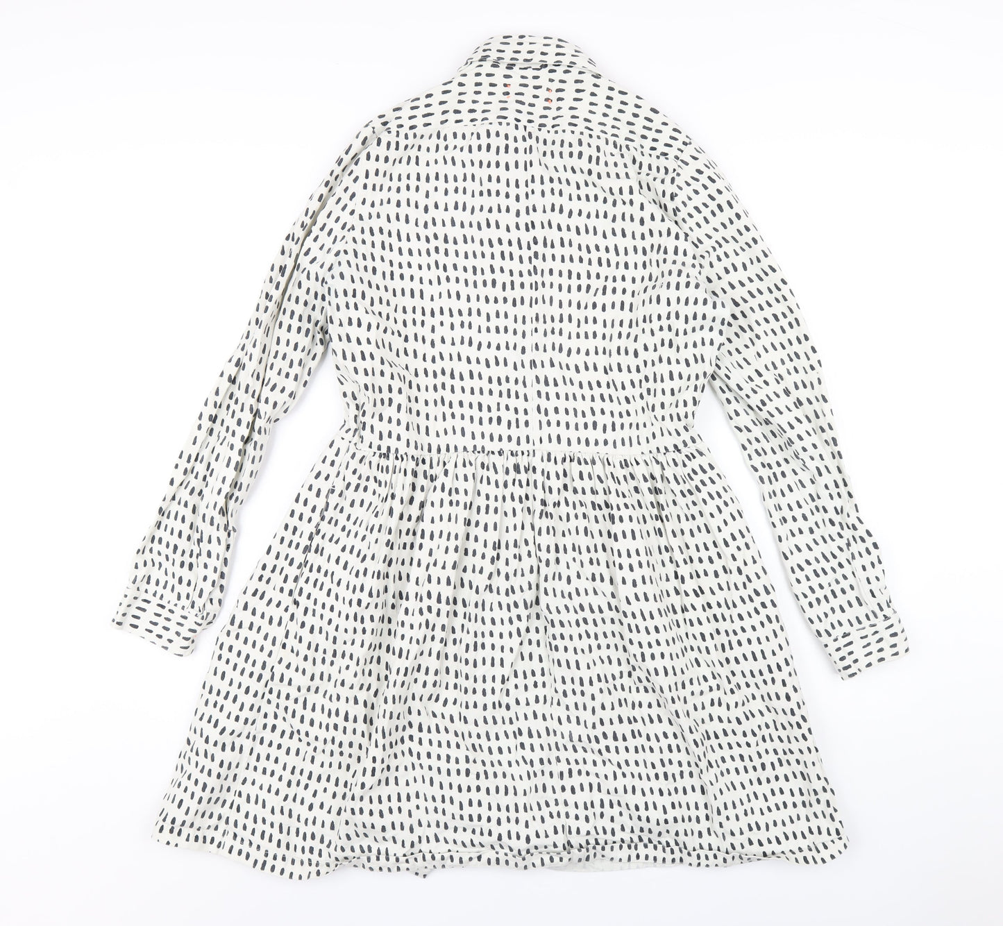 Chinti and Parker Womens White Geometric Cotton Shirt Dress Size S Collared Button