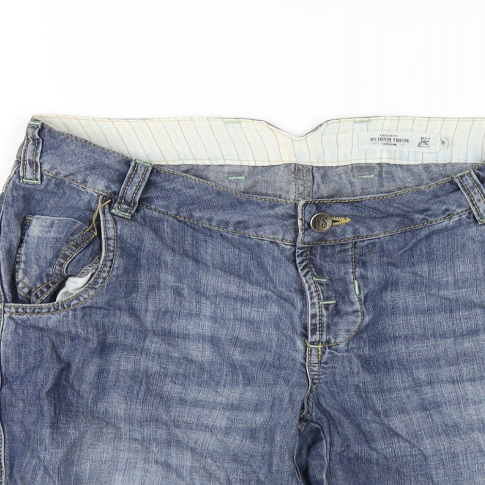 WS Denim Womens Blue Cotton Bermuda Shorts Size 8 L13 in Regular Button